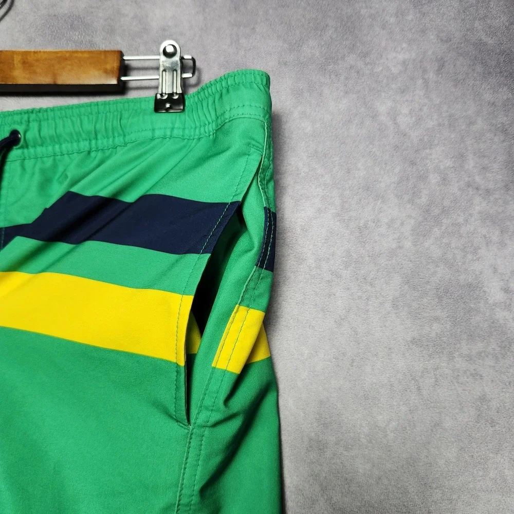 Gap Mens Pool Short Green Striped Swim Trunks Size Large B-6